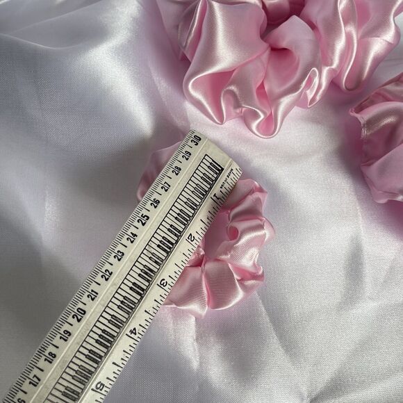 3 New Pink Satin Scrunchies Hair Tie XLarge, Large, Small Set - Picture 15 of 16